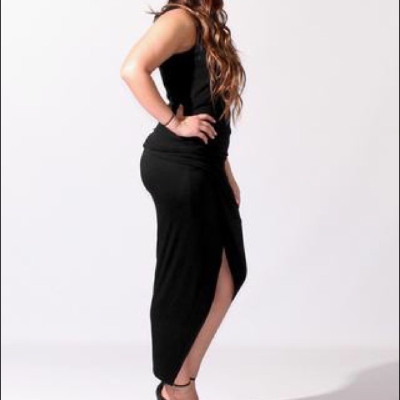 Black Assymetric Hem‎ Black Layered Ruched Dress - Picture 3 of 3